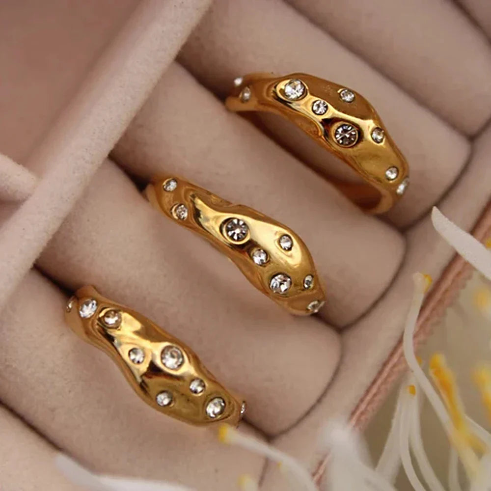 Gold Diamond Embedded Ring