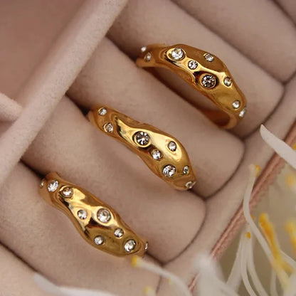 Gold Diamond Embedded Ring