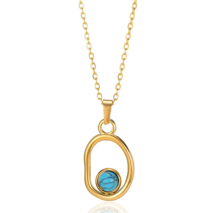 Dainty Circle Outline Stone Necklace