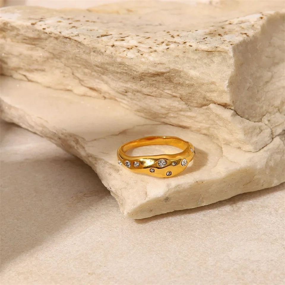 Gold Diamond Embedded Ring