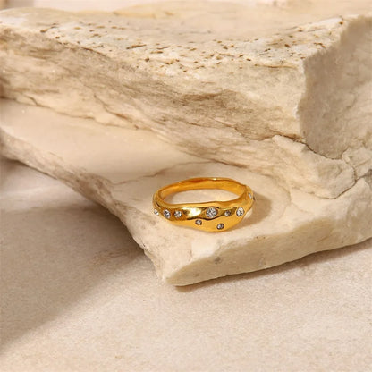 Gold Diamond Embedded Ring