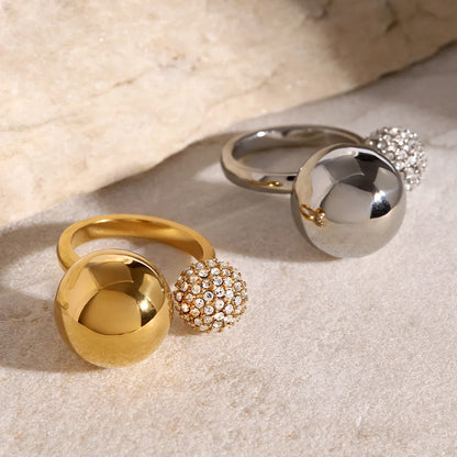 Asymmetric Diamond Accented Sphere Ring