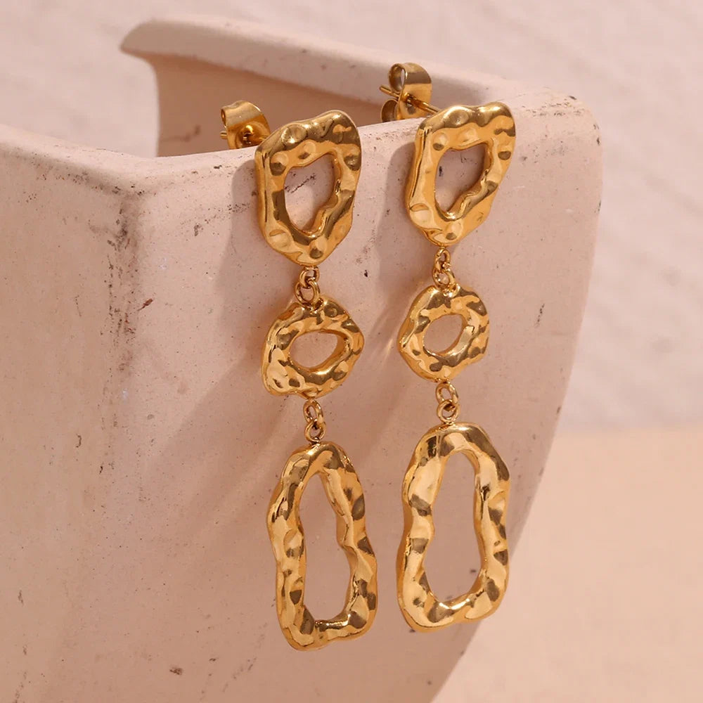 Classy Patterned Triple Dangle Earrings