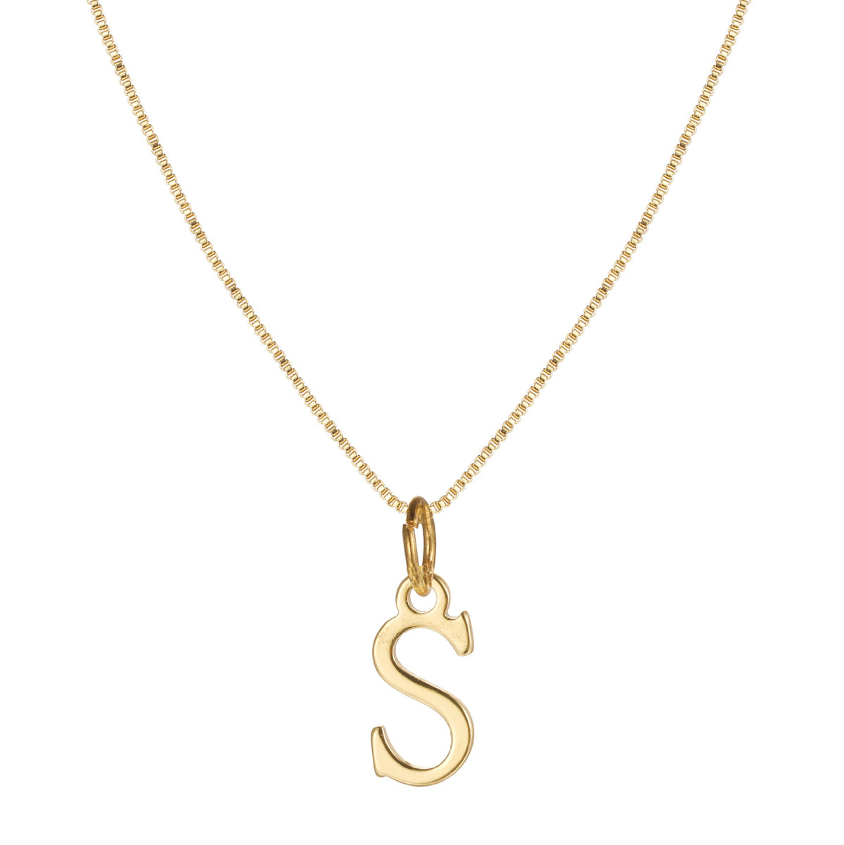 14k Minimal Serif Initial Necklace