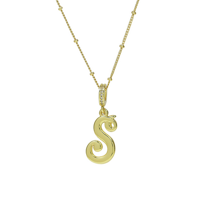 Elegant Cursive Font Satellite Chain Initial Necklace