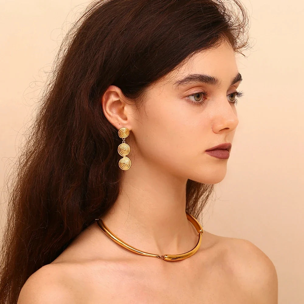 Classy Patterned Triple Dangle Earrings