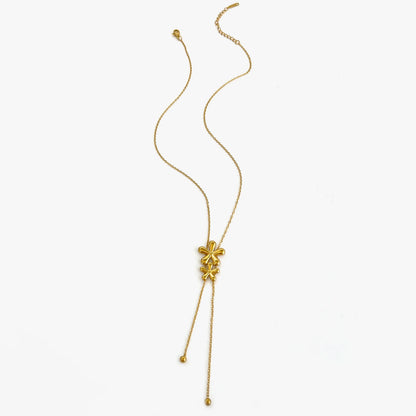 18k Feminine Floral Tassel Necklace