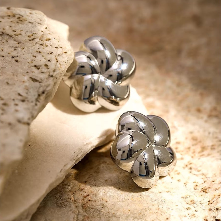 Spiral Bubble Floral Stud Earrings