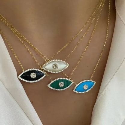 Dainty Evil Eye Diamond Accented Necklace