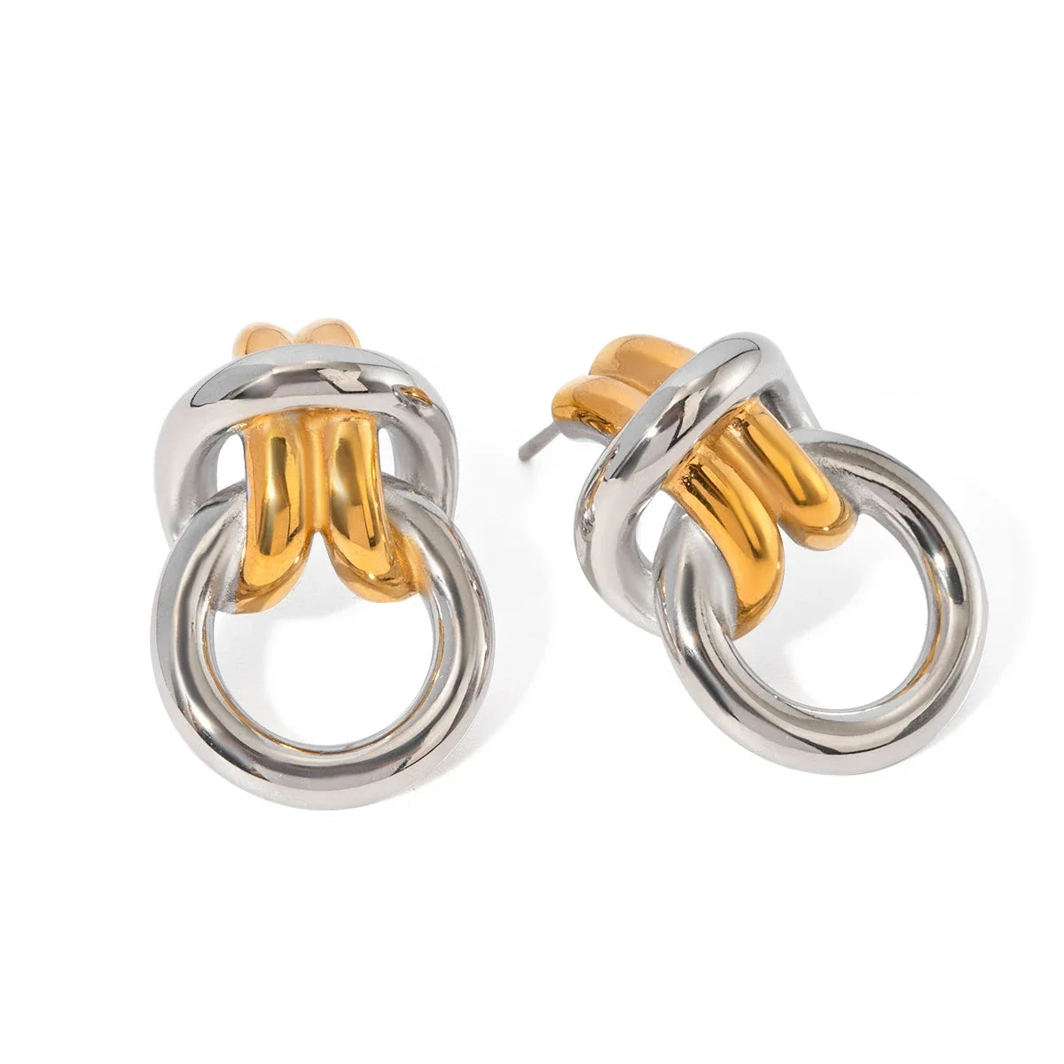 Two Tone Ring Knot Earrings