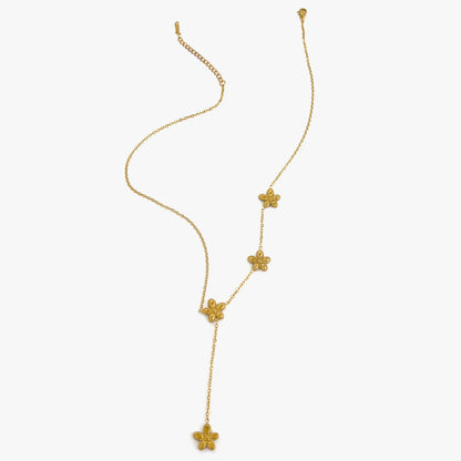 18k Feminine Floral Tassel Necklace