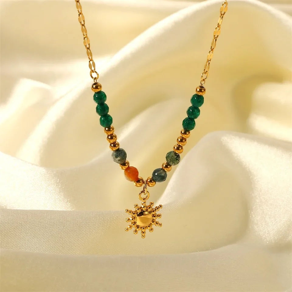 Dainty Boho Inspired Sun Pendant Necklace