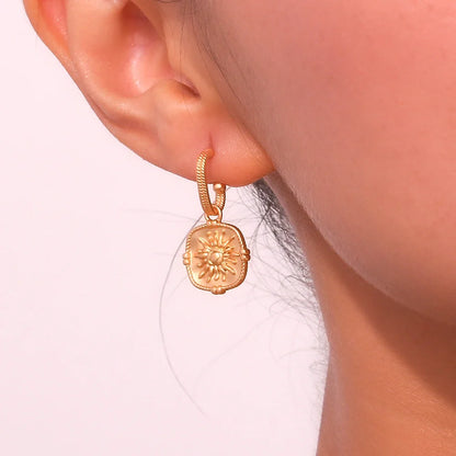 Dainty Sun Charm Textured Earring