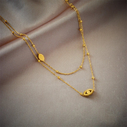 Dainty Satellite Chain Evil Eye Necklace Stack