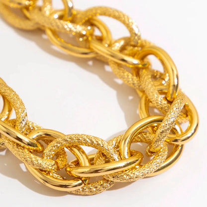 Bold Chunky Woven Dual Chain Bracelet and Necklace Set