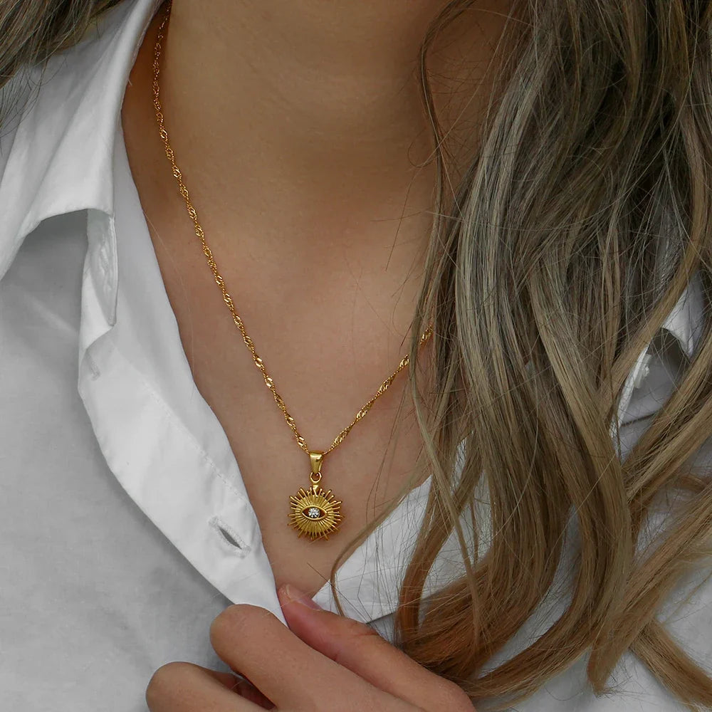 Dainty Diamond Evil Eye Necklace