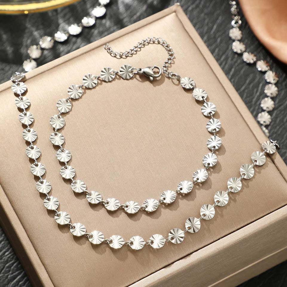 Circle Spiral Bracelet and Necklace Set