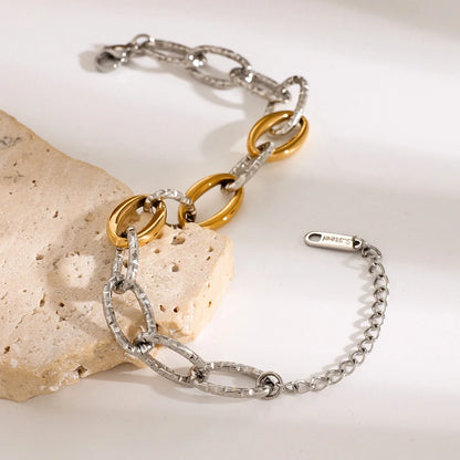Classy Two Tone Textured Silver Bracelet