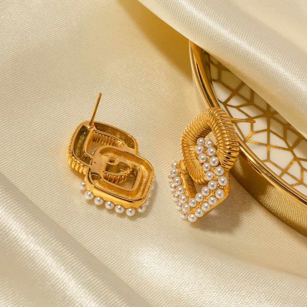 18k Textured Dual Squircle Earrings