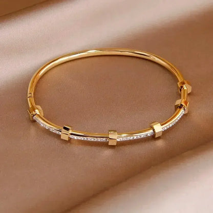 Classy Diamond Hex Bangle Bracelet