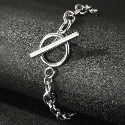 Classy Paperclip Circle Bar Clasp Bracelet