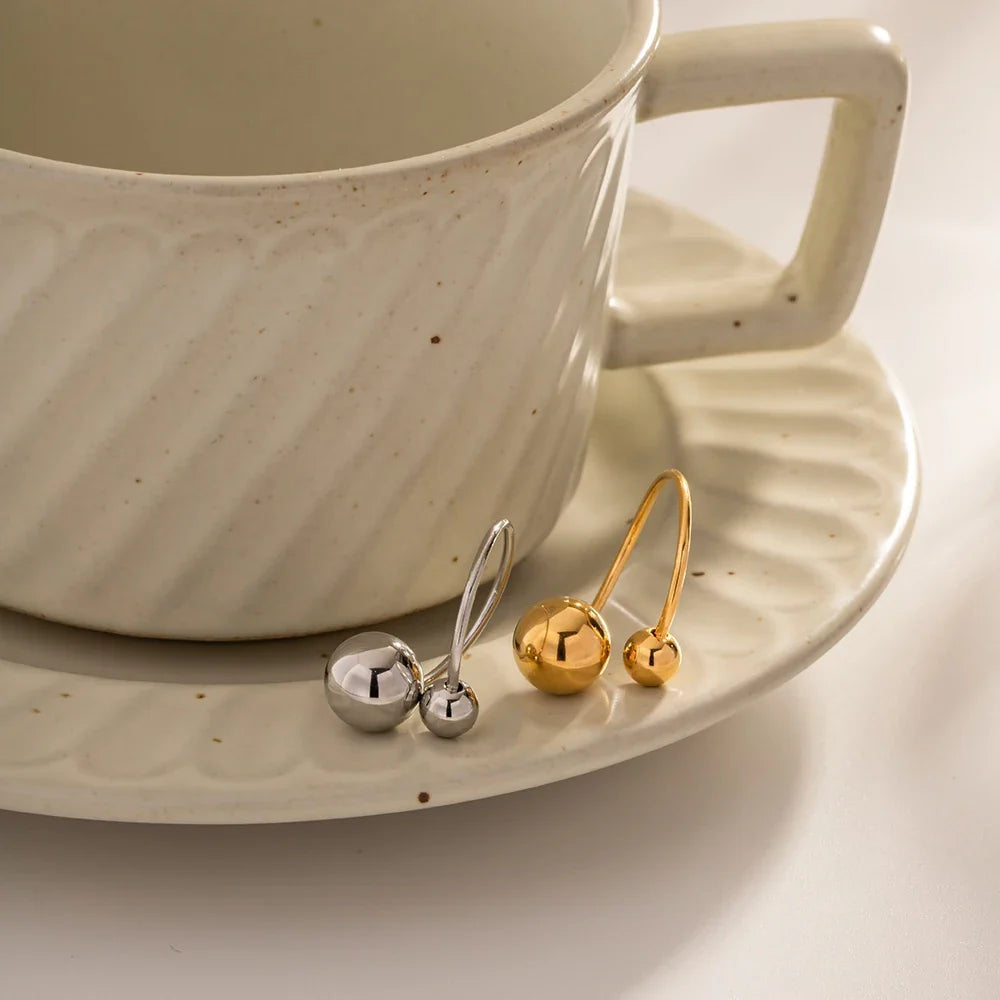 18k Bold Two Ball Open Ring