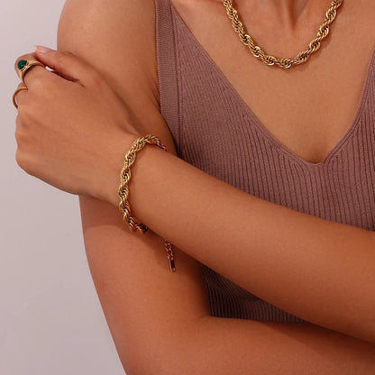 18k Thick 8mm Rope Bracelet and Necklace