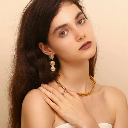 Classy Patterned Triple Dangle Earrings