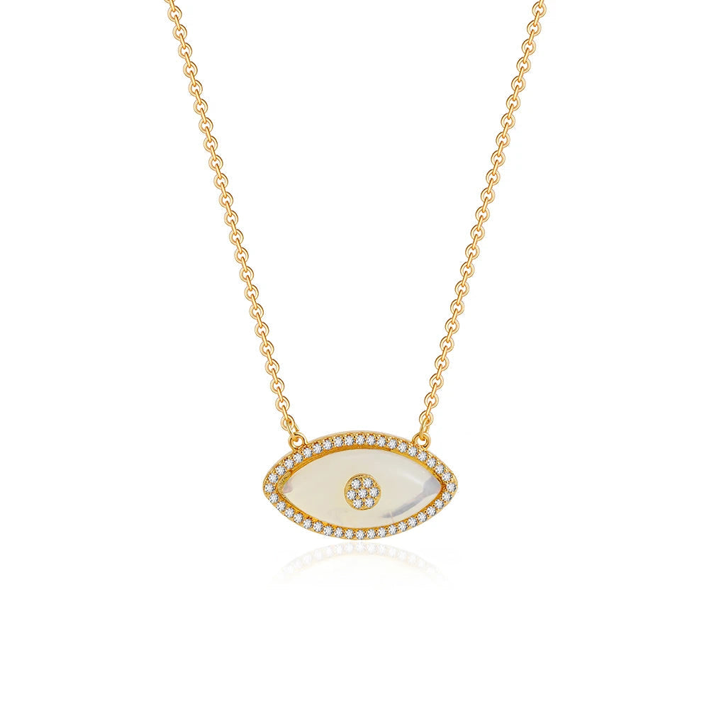 Dainty Evil Eye Diamond Accented Necklace