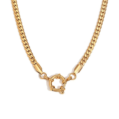 18k Anchor Wheel Clasp Chain Necklaces