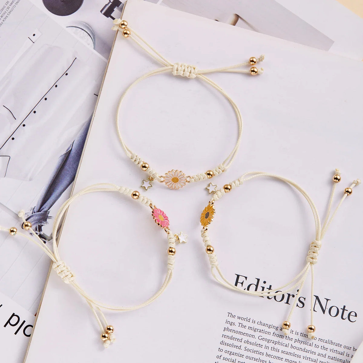 Braided Feminine Flower Star Bracelet