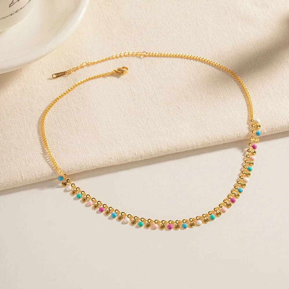 Bohemian Colorful Droplet Necklace