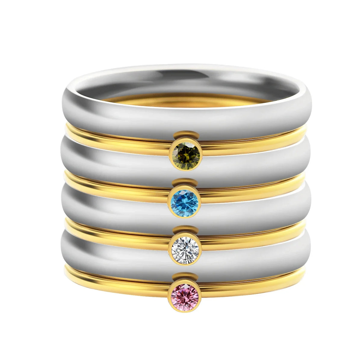 Personalized Name & Birthstone Stack Rings