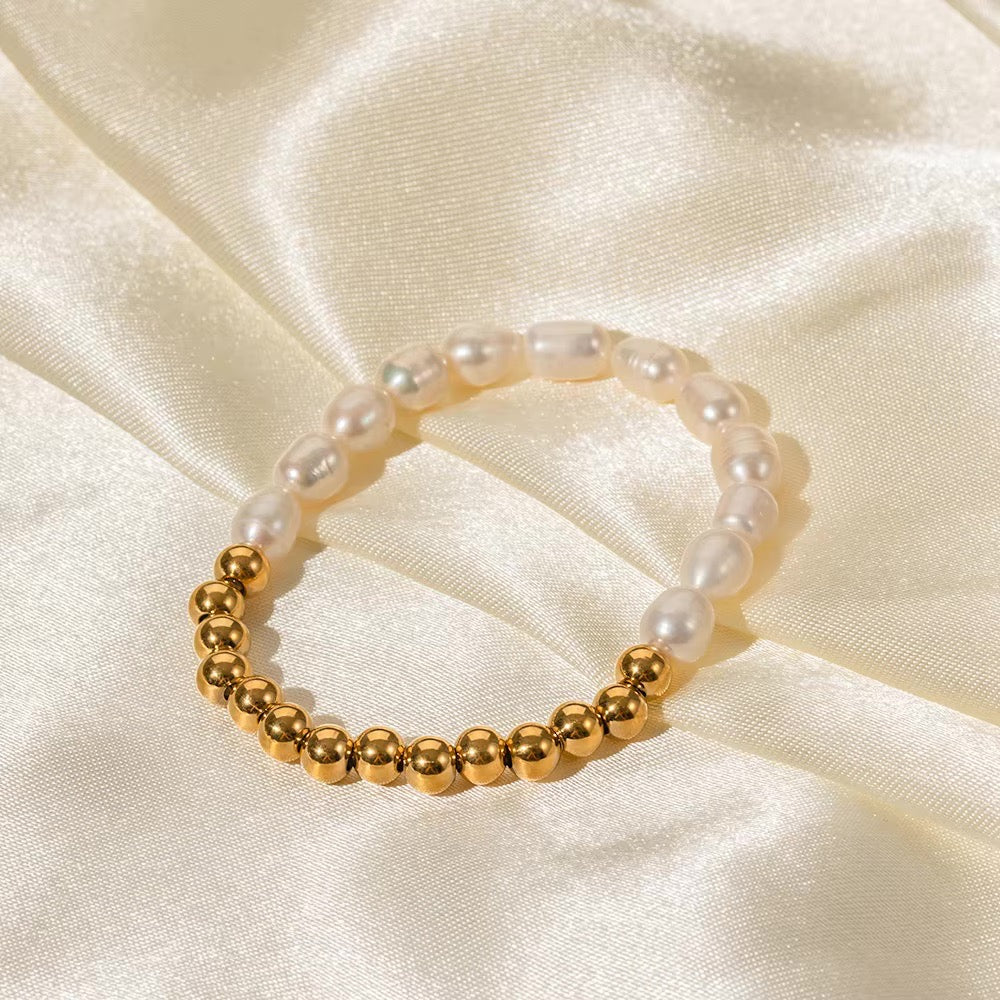 18k Beaded Pearl Split Bracelet