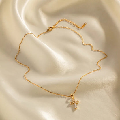 Dainty Diamond Cross Pendant Necklace
