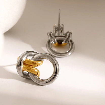 Two Tone Ring Knot Earrings