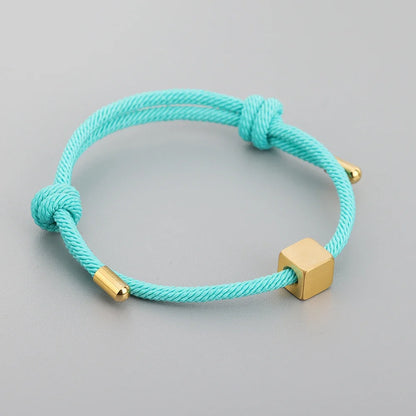 Adjustable Couples Box Letter Initial Bracelets