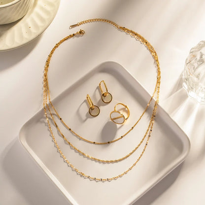18k Dainty Classic Three Layer Necklace Stack