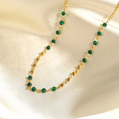 Dainty Gold & Malachite Stone Necklace