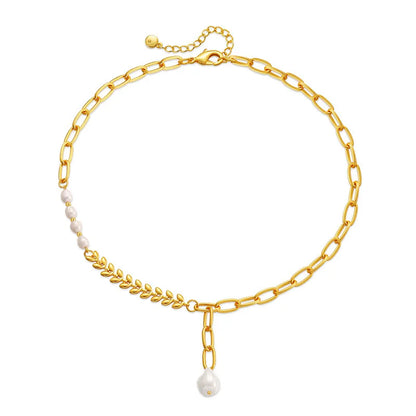 18k Minimal Mix Chain Lariat Necklace