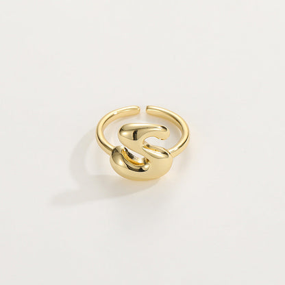 Cute Bubble Letter Initial Ring
