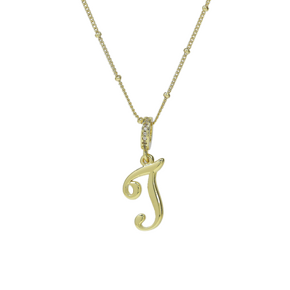 Elegant Cursive Font Satellite Chain Initial Necklace