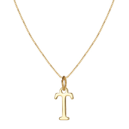 14k Minimal Serif Initial Necklace