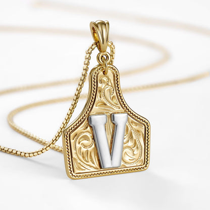 14k Elegant Cowgirl Initial Necklace