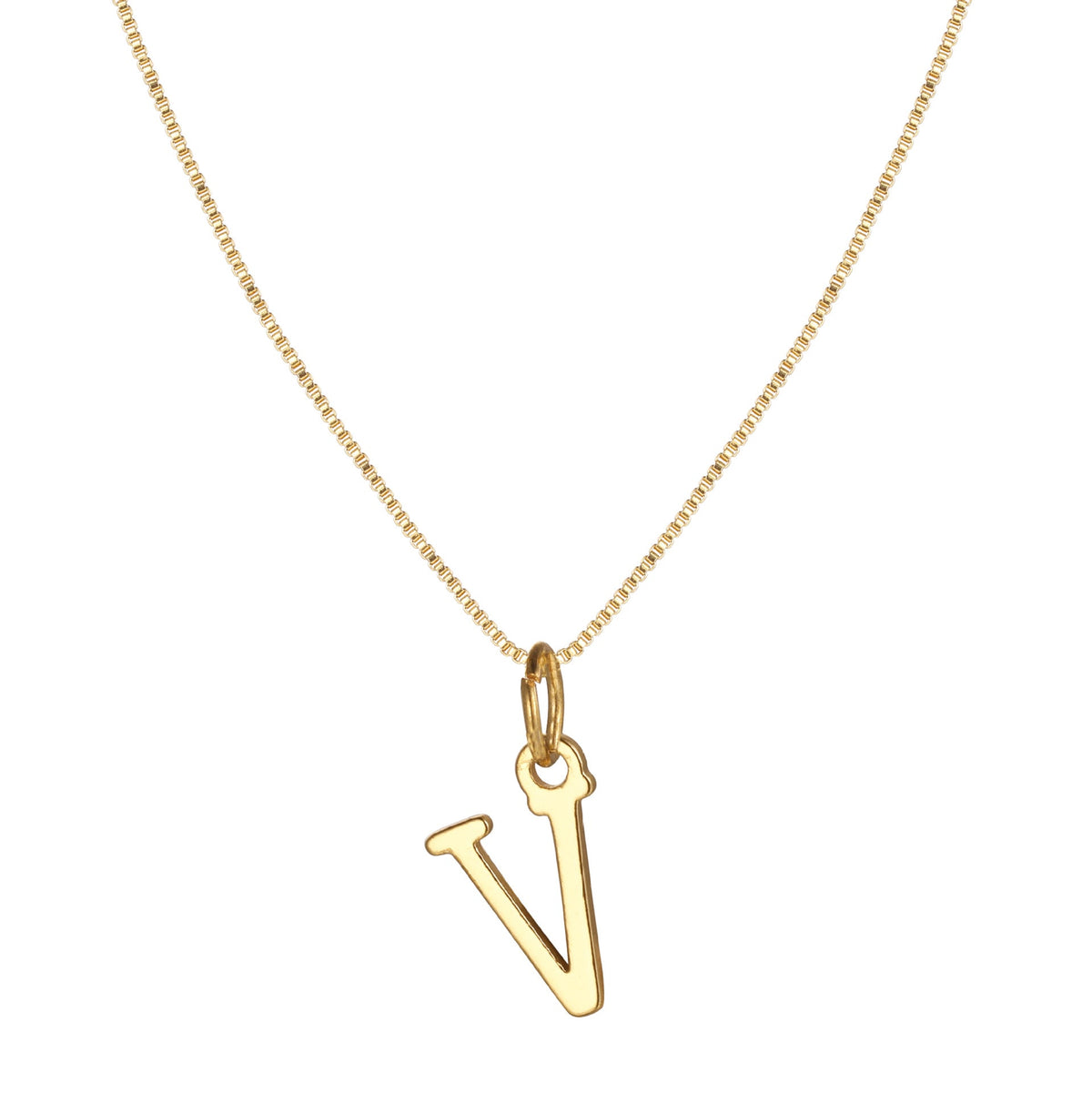 14k Minimal Serif Initial Necklace