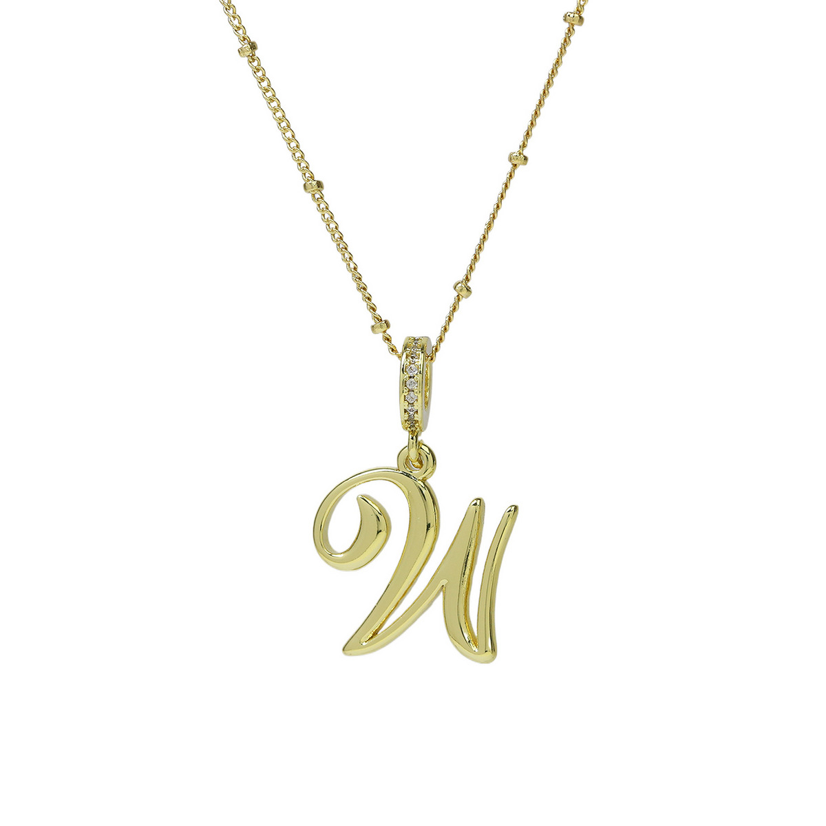 Elegant Cursive Font Satellite Chain Initial Necklace