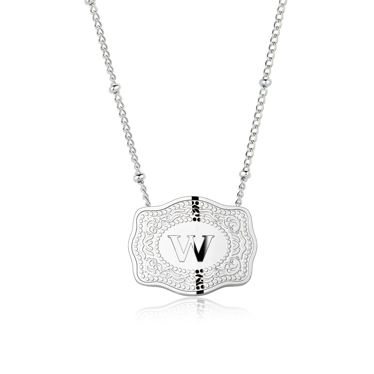 Dainty Belt Buckle Letter Initial Necklaces