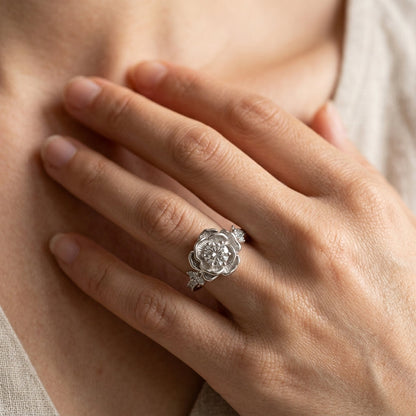 S925 Moissanite Center Set Rose Ring