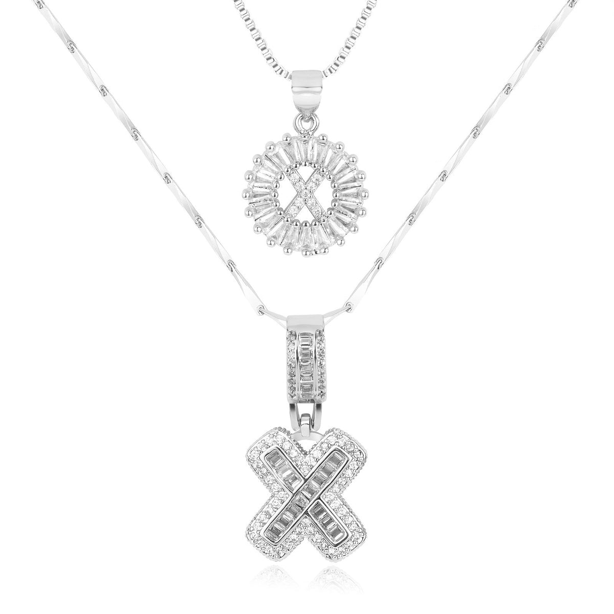 2pc 14k Diamond Letter Initial Necklaces
