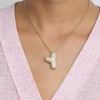 Chunky Bubble Diamond Dazzle Initial Necklaces